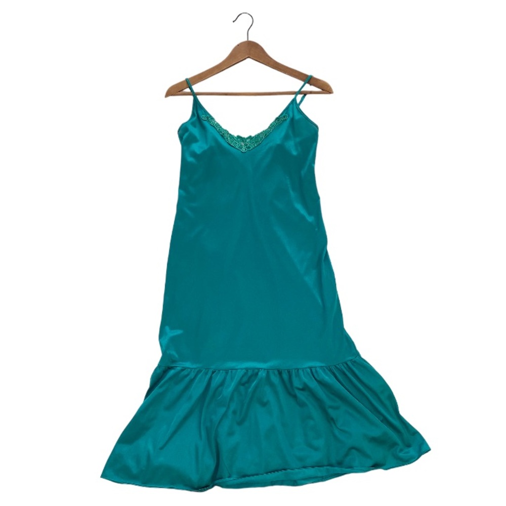 Vintage Teal Green Slip Dress Nighty - Picture 2 of 10